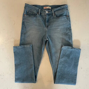 Levi Strauss Signature Mid Rise Straight 5 Pocket Lt Wash Jeans Blue 28"x32"L